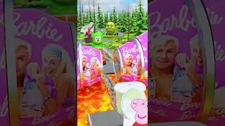 🎀 Cars Going Over Log Trap Bridge Lava Bollard Barbie [upl. by Notlek]