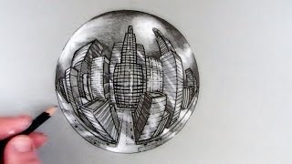 How to Draw a City in 5Point Perspective in a Crystal Ball [upl. by Gerianna]