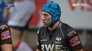 Justin Tipuric touches down from cross field kick for killer try  Ospreys v Dragons 22nd March 2013 [upl. by Eico]