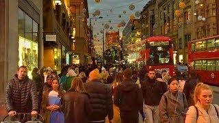 London Walk of Oxford Street at Christmas  Tottenham Court Road to Oxford Circus [upl. by Anitsirhk890]