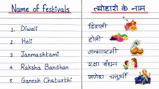 Festival Names  Festivals of India  Tyoharo ke naam  Indian Festival education [upl. by Hcire]