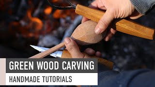 Carve a spoon by the campfire  Woodworking [upl. by Enelram]