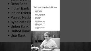 The 14 Banks Nationalized in 1969 shorts ytshortsindia indiragandhi modi shivansir [upl. by Enninaej]