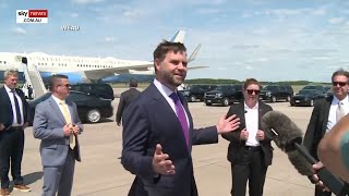 Power move JD Vance attempts to confront Kamala Harris on tarmac [upl. by Deedahs]