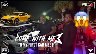 Come With Me To My First Car Meet Vlog🏎️💨 Seen A Lamborghini UrusHellcat Redeye😱😱 [upl. by Uot]