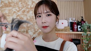 ASMRSUB 편안하게 잠이오는 몽실미용실✂️커트고데기머리만지는소리분무기샴푸머리빗는소리시각적트리거 [upl. by Ylrrad]