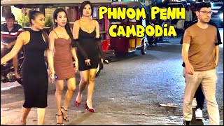 Explore Phnom Penh night life street  Cambodia walking tour [upl. by Otrepur157]