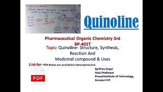 Quinoline Structure Synthesis Reaction amp Medicinal compound  Explained step by step [upl. by Raffin]