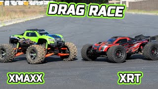 Traxxas Xmaxx vs Traxxas XRT Rc cars Drag Race [upl. by Menashem]