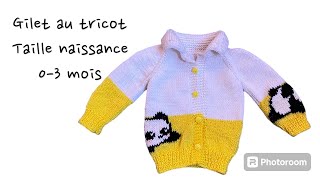 Magnifique ce Gilet brassière bébé top down au tricot 😊 taille naissance 03 mois [upl. by Uchish]