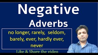 Negative adverbs seldom rarely never barely ever hardly ever etc  Adverbs  English grammar [upl. by Tallula]