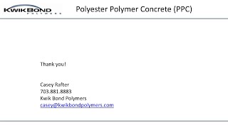 Polyester Polymer Concrete Overlay  Casey Rafter Kwik Bond Polymers 20220616 NEBPP [upl. by Neona]