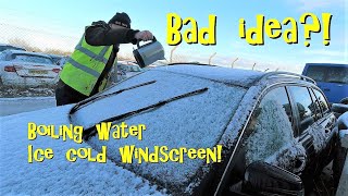 Bad idea BOILING water to clear ice Will it crack the windscreen [upl. by Irtemed]