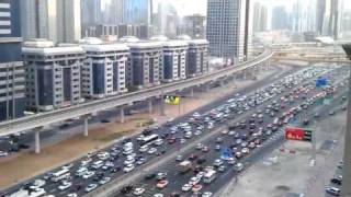 View Of Traffic Along Sheikh Zayed Road In Dubai at 6pm HTC Sensation [upl. by Ahseinaj352]