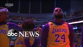 Emotional return to court for LA Lakers after Kobe Bryants death [upl. by Naimerej]