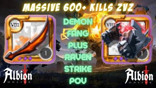 MASSIVE 600 Kill Fights  83 DEMONFANGRAVENSTRIKE POV  Albion Online ZvZ [upl. by Otrebliw]