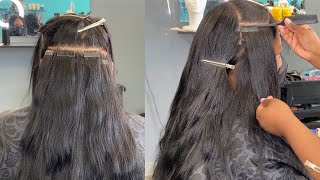 HOW TO TAPE IN EXTENSION INSTALL ON NATURAL HAIR [upl. by Nailliw]