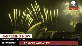 Happy New Year Fireworks over Sydney as 2014 comes to Australia recorded live feed [upl. by Armmat]