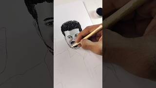 Thalapathy vijay drawing with stick shorts art [upl. by Ynaiffit]