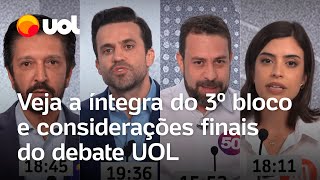 Debate UOLFolha Marçal e Boulos atacam Nunes Tabata defende propostas veja íntegra do 3º bloco [upl. by Otto11]