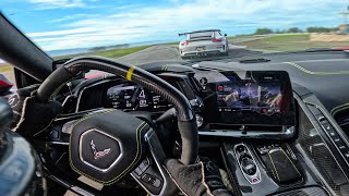 C8 CORVETTE Z06 BATTLES PORSCHE GT3 RS ON TRACK [upl. by Areikahs]