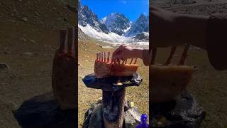 Cooking perfect Rib on natural stone in e Mountains outdoorcooking​ camp​ meatlovers​ shorts [upl. by Carlie]