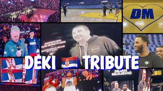 Inarena Warriors’ Dejan “Deki” Milojevic tribute Podziemski Luka Steph Curry autographs Looney [upl. by Joost]