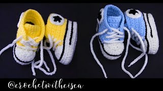 Crochet converse baby booties 03 months with all star design [upl. by Jandy748]