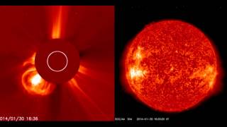 SOLAR ACTIVITY UPDATE Lunar EclipseM66Class FlareCME Jan 31st 2014 [upl. by Allerbag]