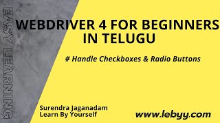 Handle Checkboxes amp Radio Buttons  WebDriver Tutorial in Telugu [upl. by Lashondra958]