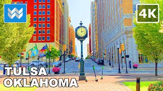 4K Downtown Tulsa Oklahoma USA  Virtual Walking Tour amp Travel Guide 🎧 Binaural City Sounds [upl. by Vladi275]