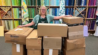 UNBOXING the newest lines now available at The Quilted Forest Our mission is to order great fabric [upl. by Devon]