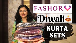 Fashor Kurta Set Haul  Diwali Outfit Ideas  Festive Kurta Set Haul [upl. by Oicanata809]