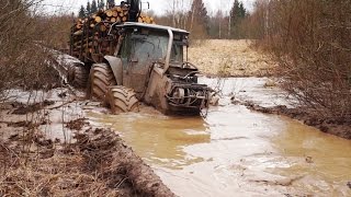 Valtra forestry tractor logging in wet conditions [upl. by Akina]