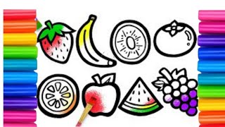 Lets learn how to draw glitter fruits  Painting Drawing amp Coloring for Toddlers amp Kids [upl. by Sigmund324]