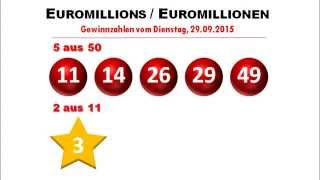 Euromillionen Ziehung Gewinnzahlen vom 29 September 2015 [upl. by Souvaine]