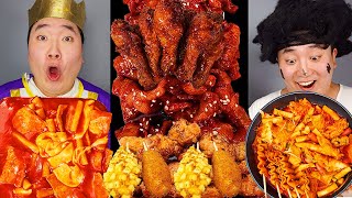 ASMR MUKBANG  Crispy Fried Chicken fire noodles Crunchy Corn Dog recipe  eating [upl. by Lennor]