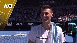 Bernard Tomic on court interview 1R  Australian Open 2017 [upl. by Lerrud]