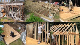 DIY How to Build 12 x 24’ Mega Shed Tiny House Garage Foundation Footers Shack Framing Roof Truss 1 [upl. by Drapehs]