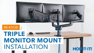 Triple Monitor Mount  MI4753B Installation [upl. by Yesac]