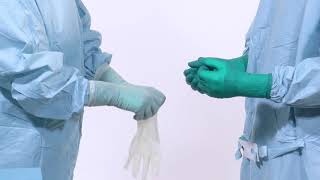 How to don the Biogel surgical glove with assistance [upl. by Earleen]