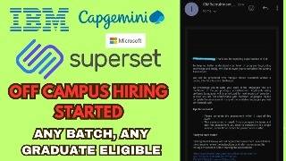 IBM Started Sending Test Emails  MicroSoft and Capgemini Superset Hiring For Freshers Apply Now [upl. by Hazaki]