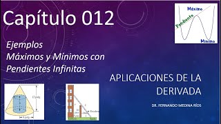 Ejemplo de Máximos y Mínimos con Pendientes Infinitas Aplicaciones de la Derivada Cap 012 [upl. by Yert]