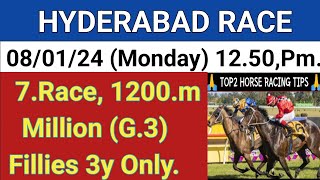 HYDERABAD RACE  080124  MONDAY 1250Pm  7Race 1200m MILLION G3 Fillies 3y old only [upl. by Atnovart]