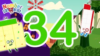 Numberblocks Halloween Magic Run  Numberblocks Barn Farm 1 to find 34  Number Forest Count Fanmade [upl. by Annayhs]