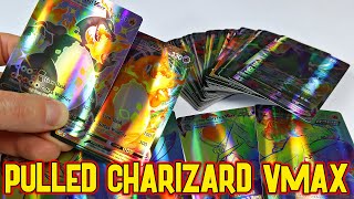 Pulled Charizard VMAX  50 Vmax Pokemon Cards But All FAKE [upl. by Cower]