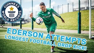 Ederson Longest Football Drop Kick  Guinness World Records [upl. by Hurlee]