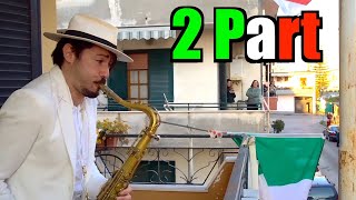 quotFRATELLI D ITALIAquot  BALCONY SAX PERFORMANCE 2 PART [upl. by Akeme]