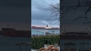 The Paul R Tregurtha and the Mark W Barker passing and saluting each other in the St Clair River [upl. by Dreda]