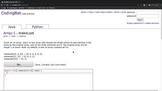 CodingBat Array 1 makeLast [upl. by Manuela285]